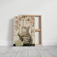 Cherry Blossom Tea With Curious Cat