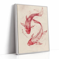 Koi Fish Wall Art – Minimalist Japanese Ink Print, Zen Decor