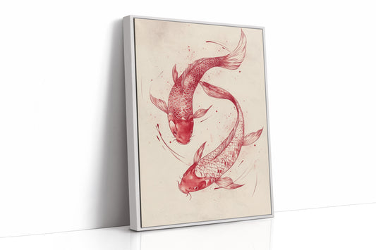 Koi Fish Wall Art – Minimalist Japanese Ink Print, Zen Decor