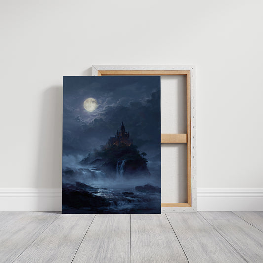 Castle Perched Above Midnight Tides