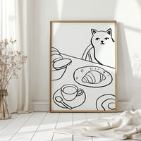 Morning Croissants Tempt Curious Cat