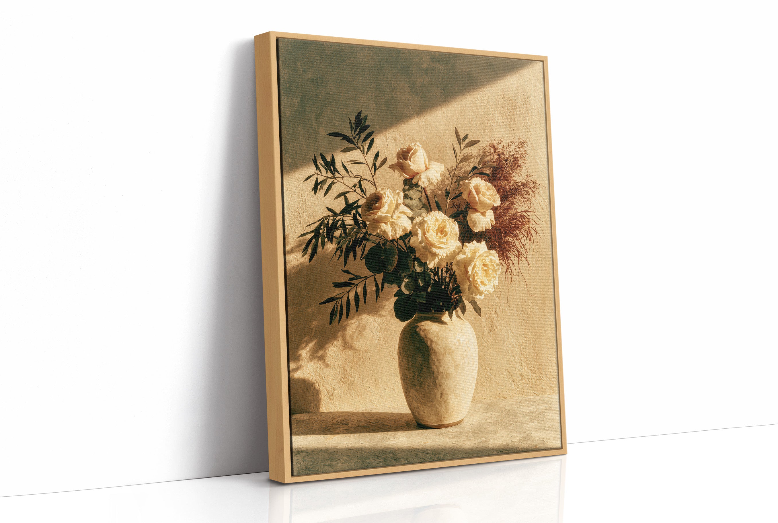 Cream Roses in Golden Shadow