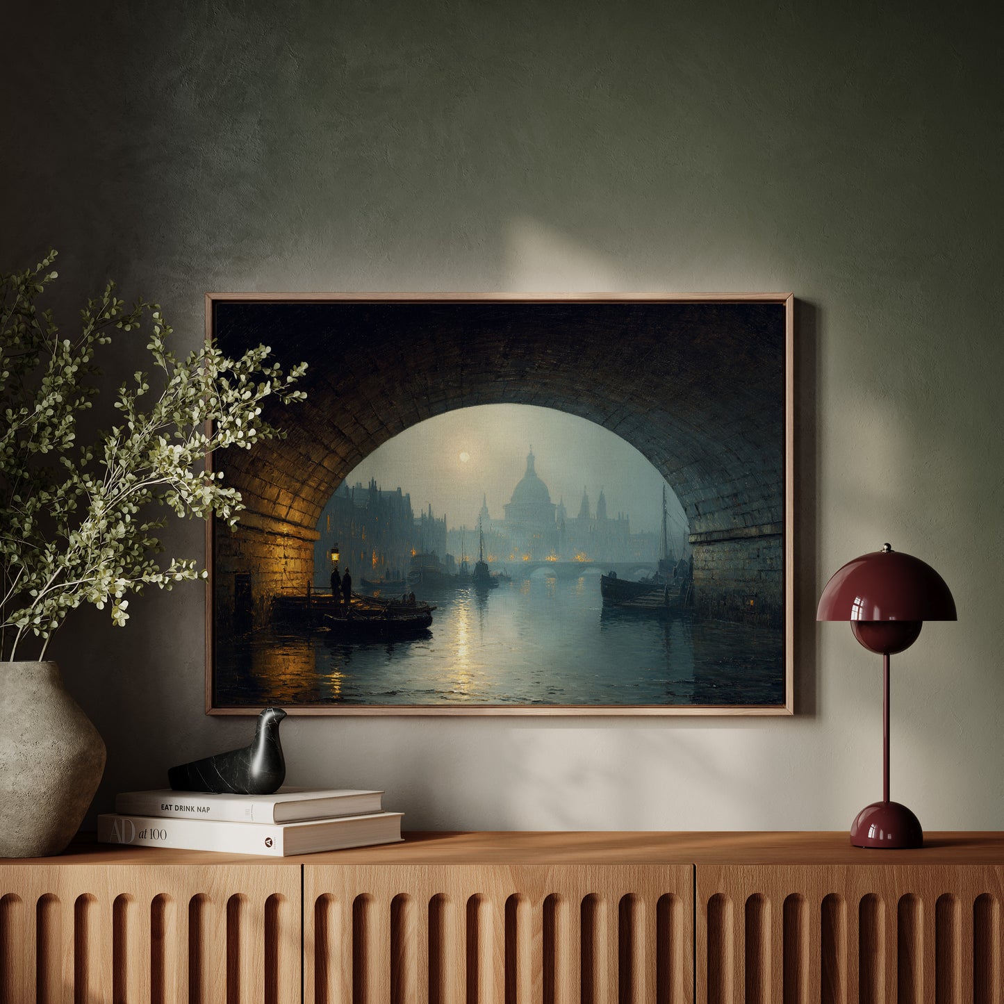 Thames Moonlight Through Stone Archways