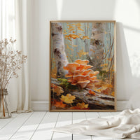 Autumn Mushrooms Dance Among Birch Trees