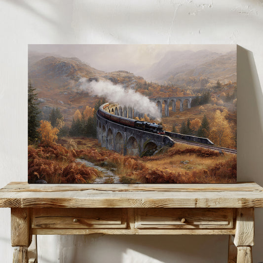 Highland Steam Crosses Ancient Stone