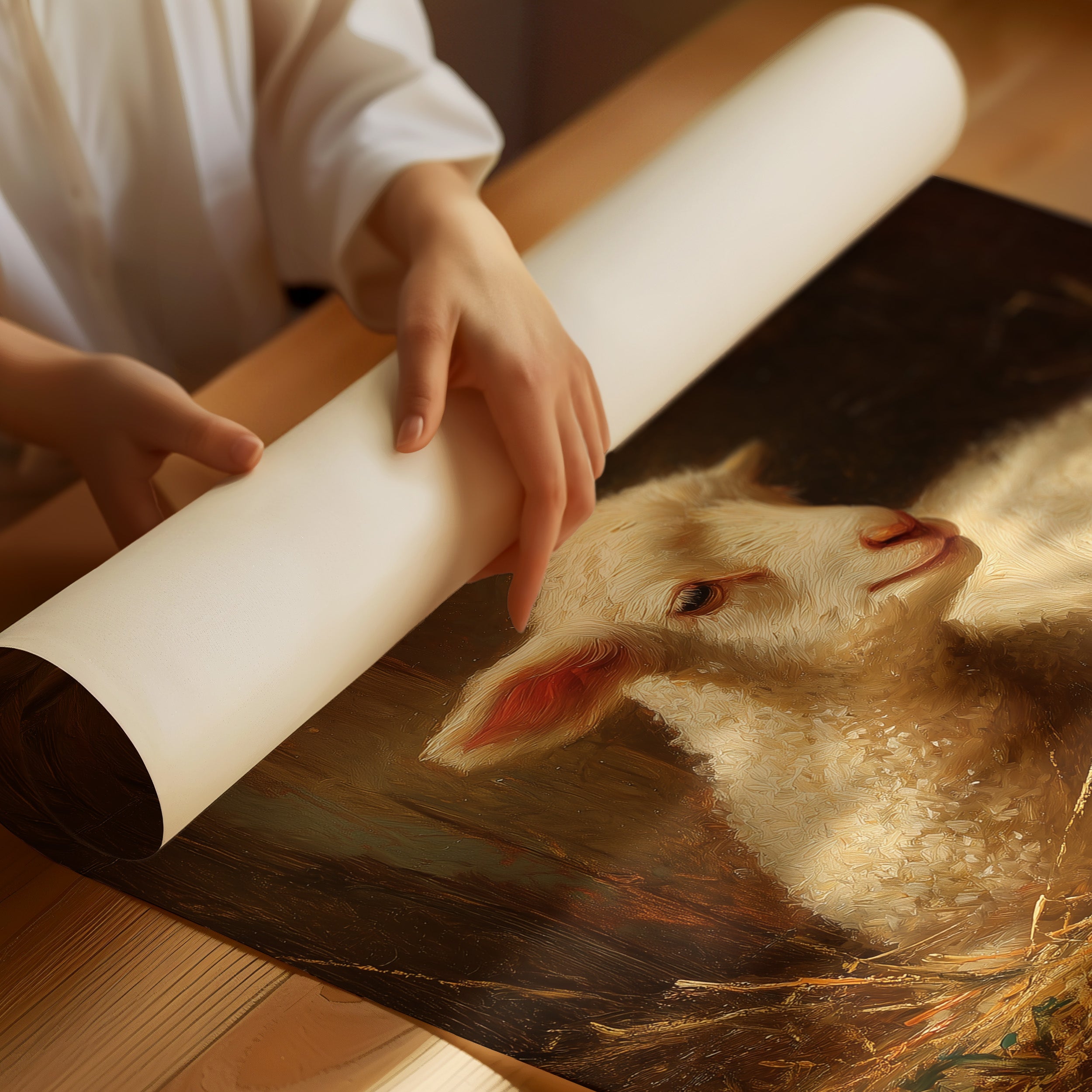 Innocent Lamb Rests in Golden Straw