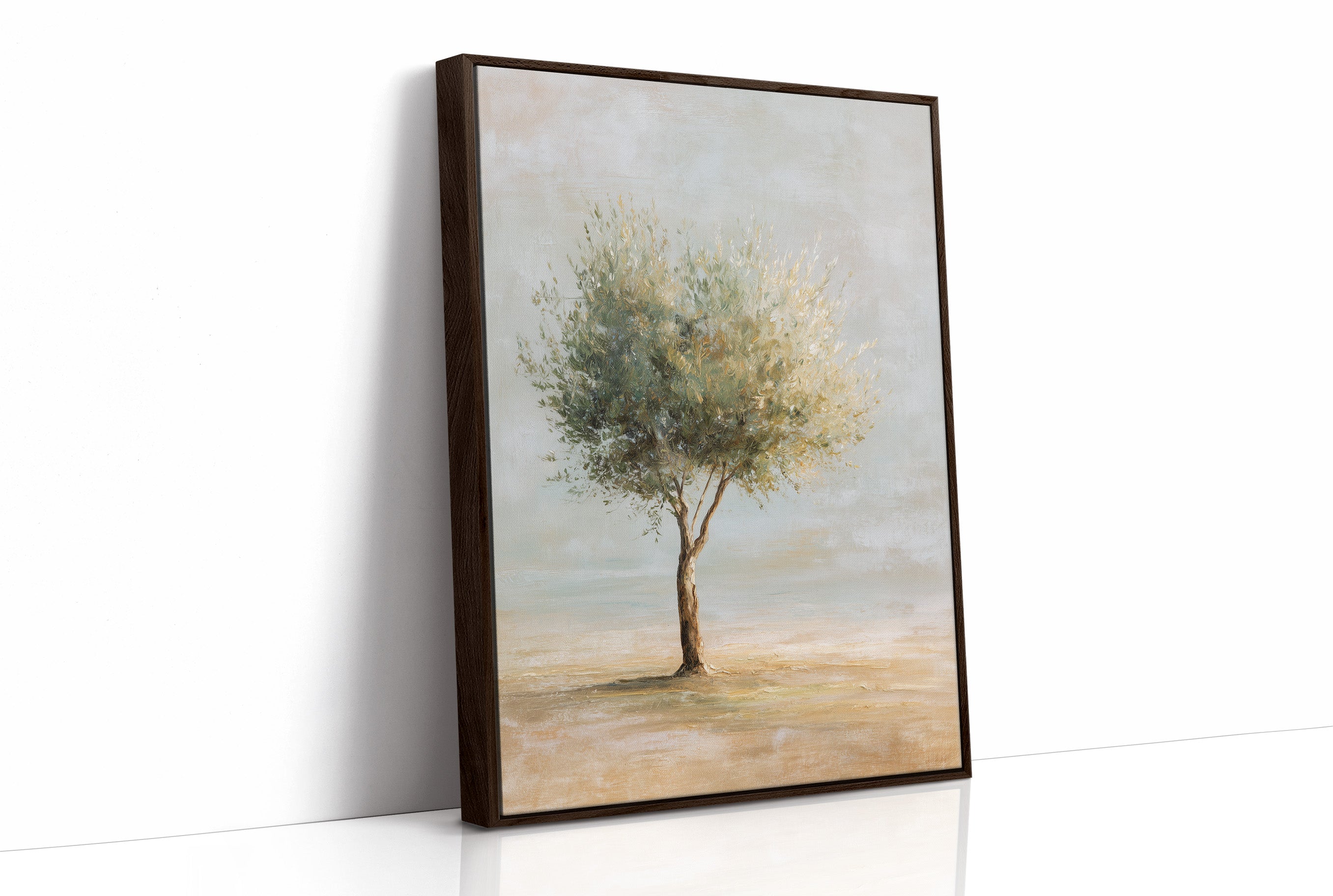 Solitary Olive Under Pale Sky