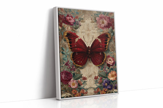 Crimson Wings Among Blossoms