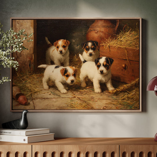 Terrier Pups Plot Barn Adventures
