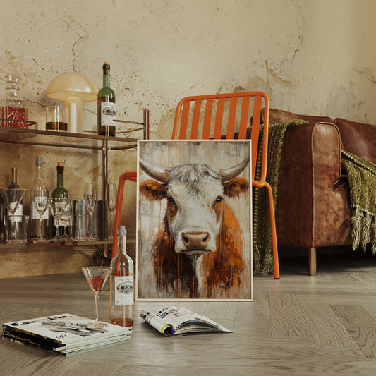 Sunset Longhorn on Weathered Wood