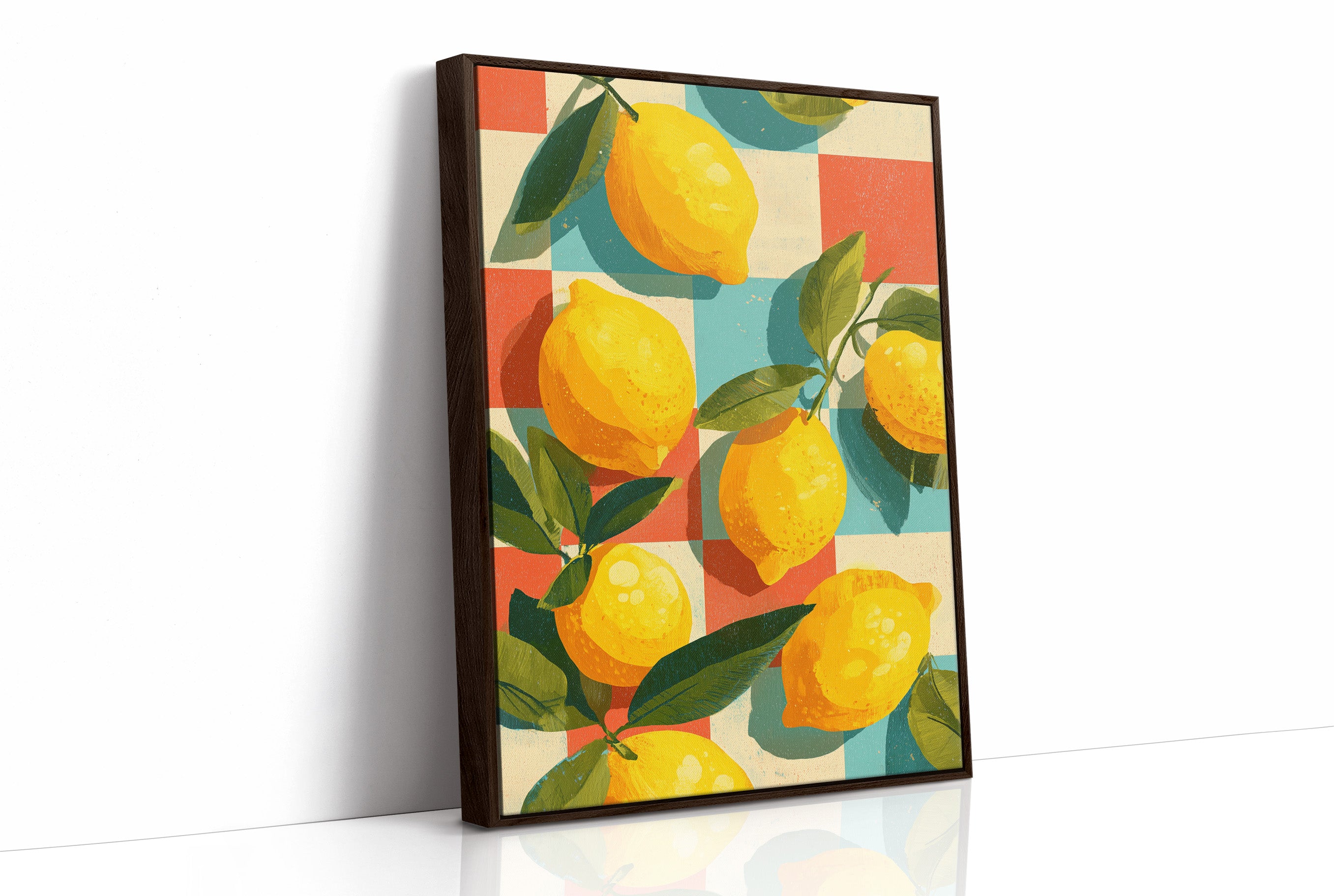 Lemons on a Retro Checkerboard