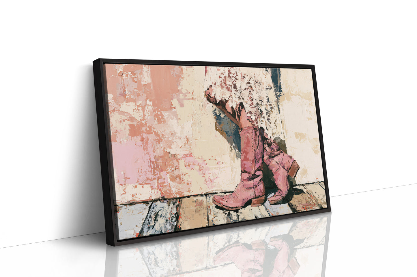 Pink Boots, Lace Hem