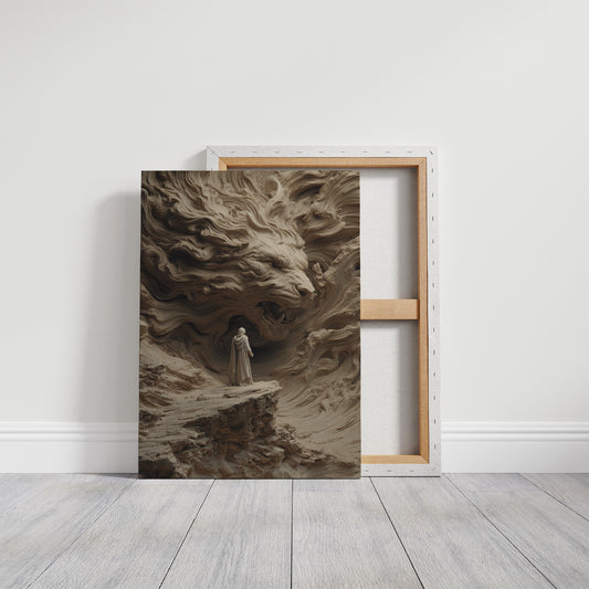 Lone Figure Faces Ancient Beast