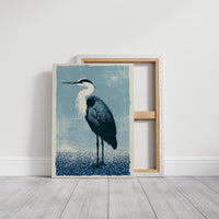 Heron Study: A Screenprint in Blue