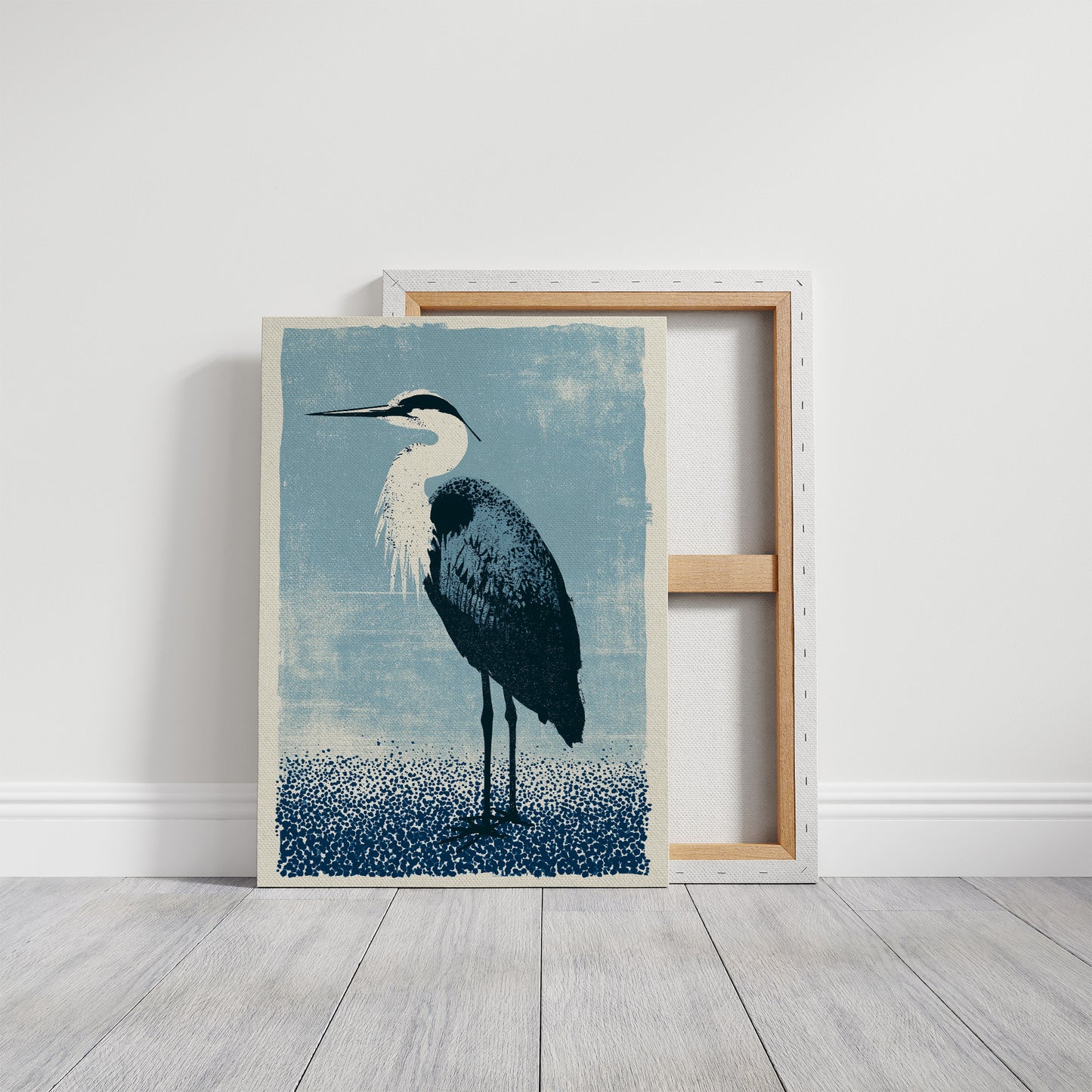 Heron Study: A Screenprint in Blue