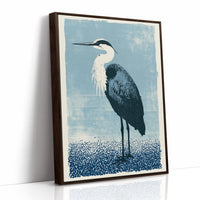 Heron Study: A Screenprint in Blue