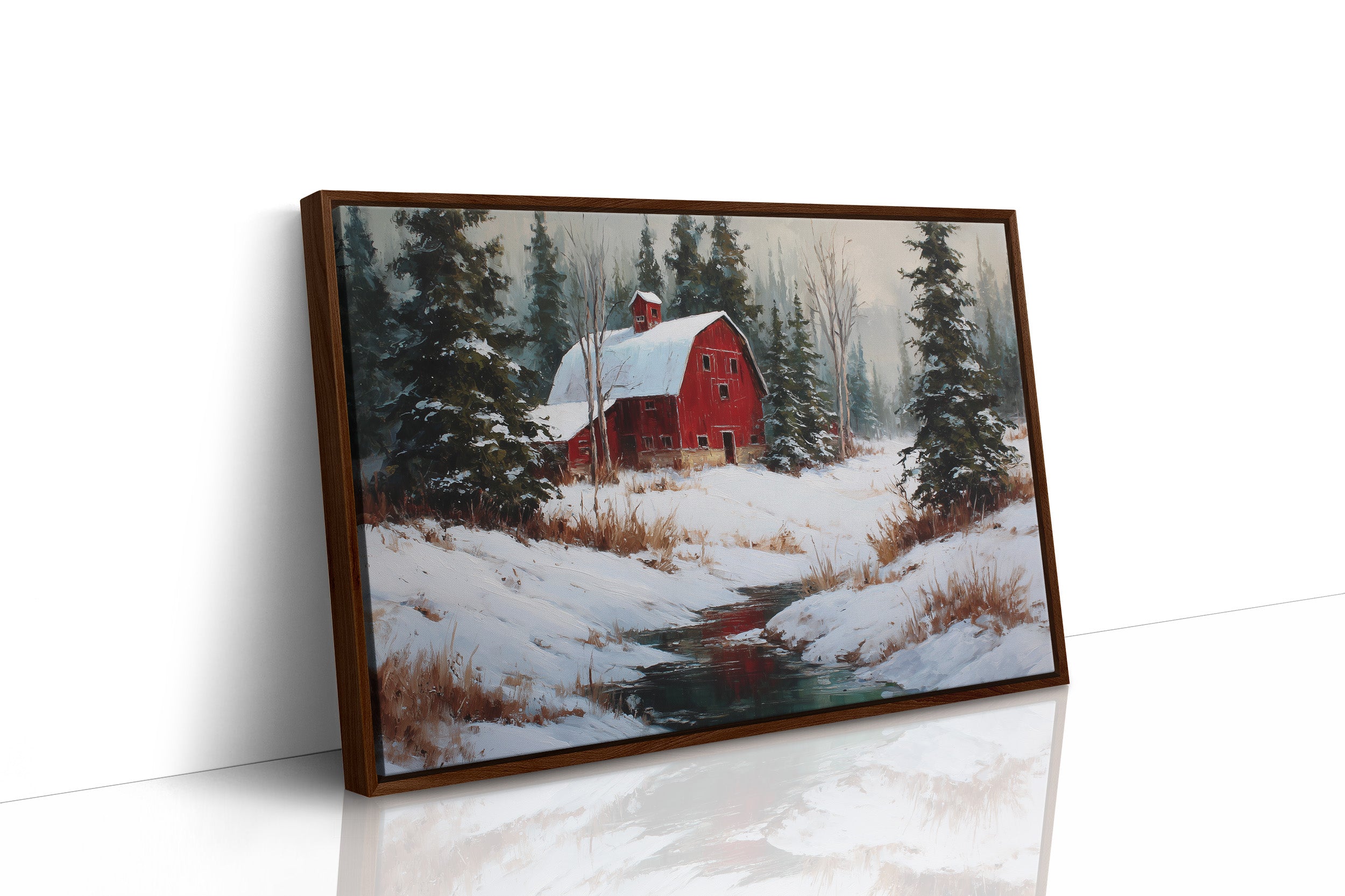 Red Barn Rests In Winter's Grace