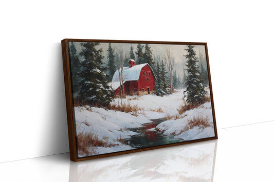 Red Barn Rests In Winter's Grace