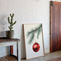 Festive Red Ornament Watercolor Print - Holiday Wall Art - Gallery Canvas image 4