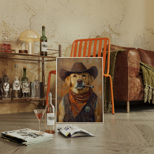 Golden Retriever Sheriff with Western Swagger
