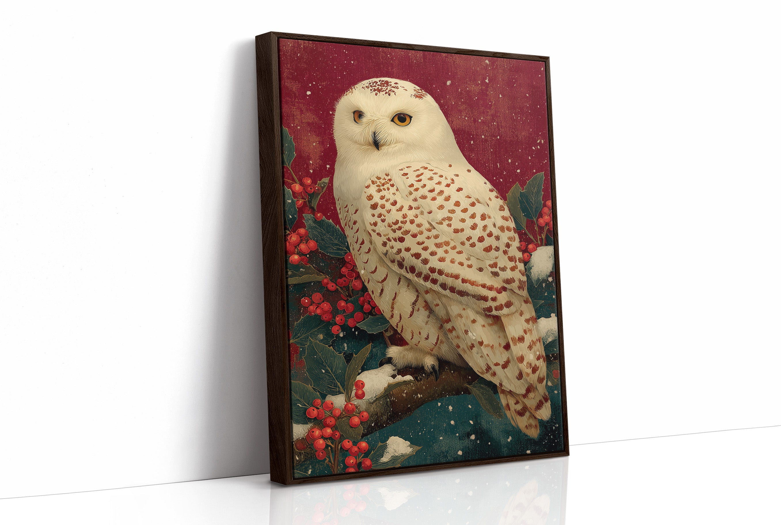 Snowy Owl in Winter Red