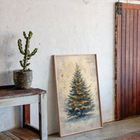 Glowing Christmas Tree Watercolor Print - Festive Wall Art - Gallery Canvas image 13