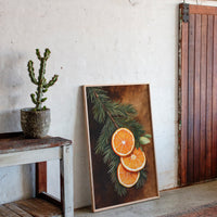 Orange Slice Pine Branch Print - Rustic Nature Art - Gallery Canvas image 8
