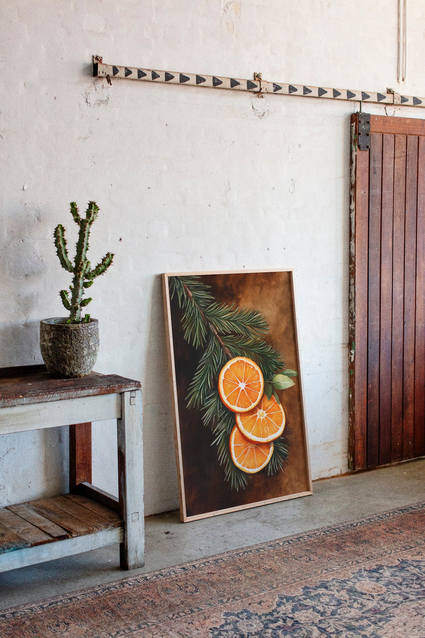 Orange Slice Pine Branch Print - Rustic Nature Art - Gallery Canvas image 8