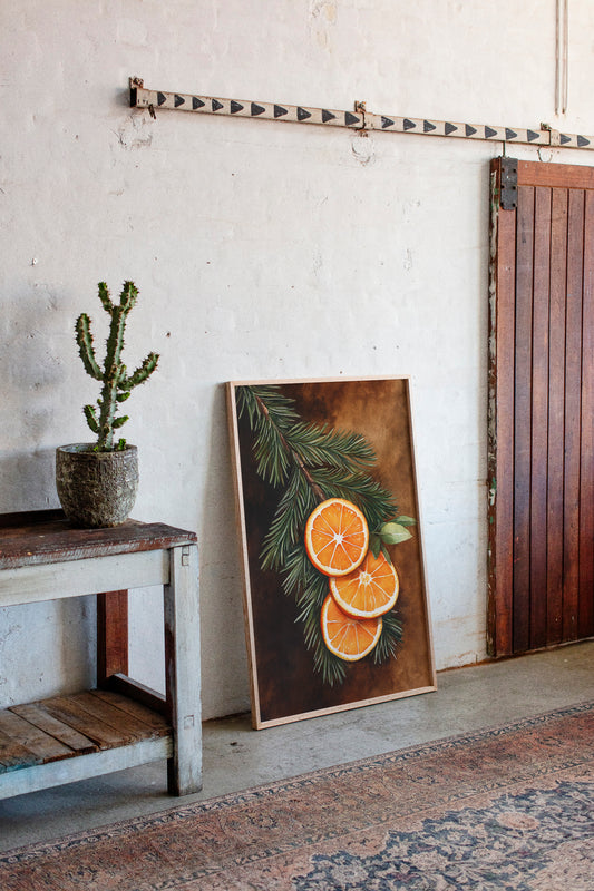 Orange Slice Pine Branch Print - Rustic Nature Art - Gallery Canvas image 8