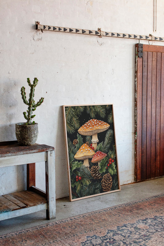 Enchanted Mushroom Forest Print - Woodland Holiday Decor - Gallery Canvas image 8