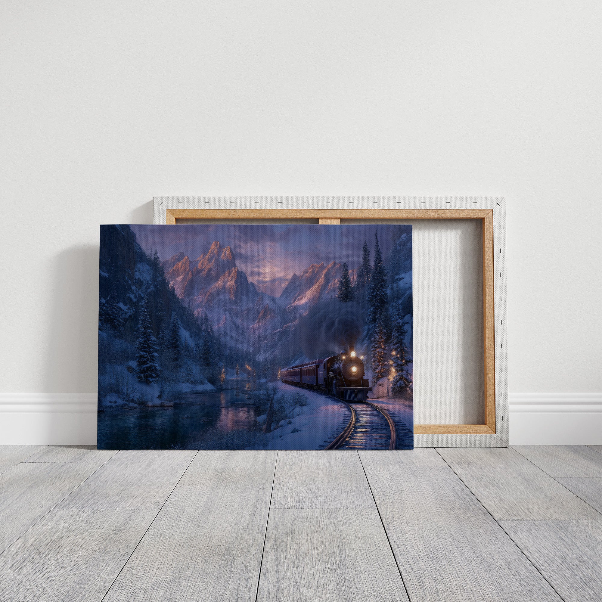 Winter Train Chases Mountain Light