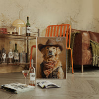 Golden Retriever Gunslinger in a Cowboy Hat