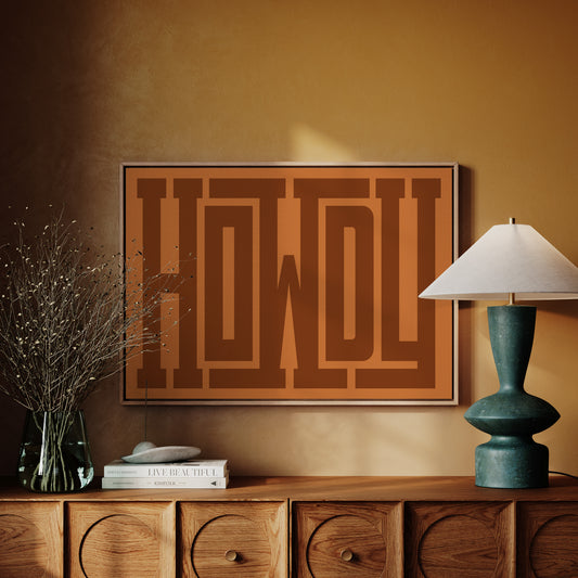 Howdy Rustic Maze Style Cowboy Art