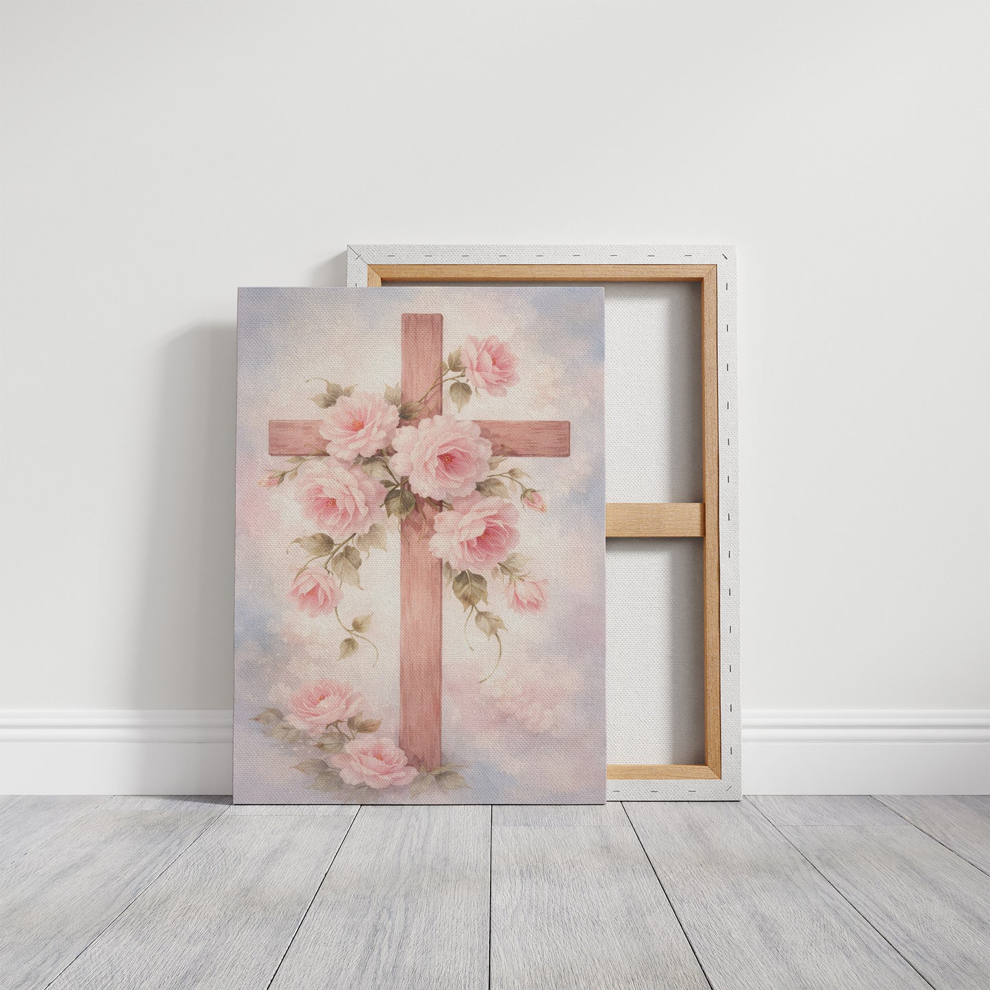 Blossoming Faith Embraces Wooden Cross