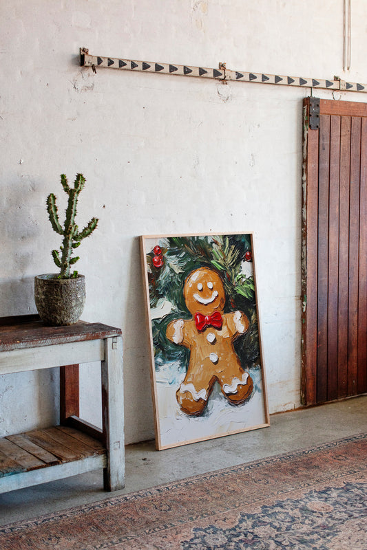 Gingerbread Man Oil Painting - Festive Holiday Art - Gallery Canvas image 13