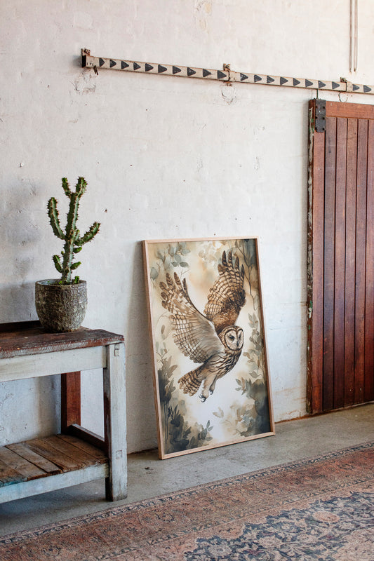 Majestic Owl Watercolor Print - Nature Wildlife Art - Gallery Canvas image 6