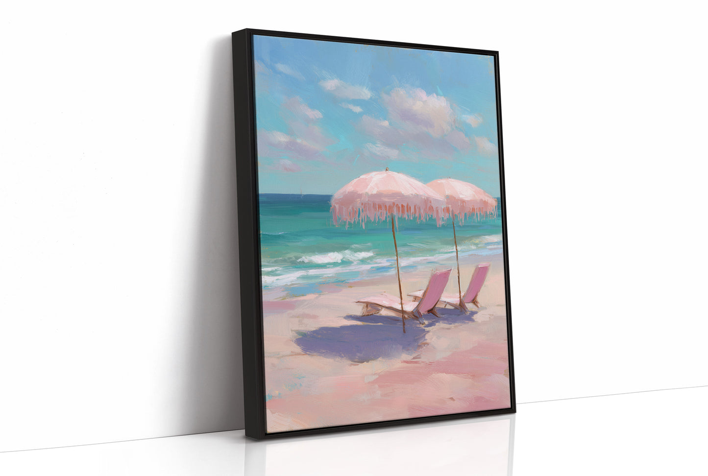Blush Parasols Await Seaside Dreams