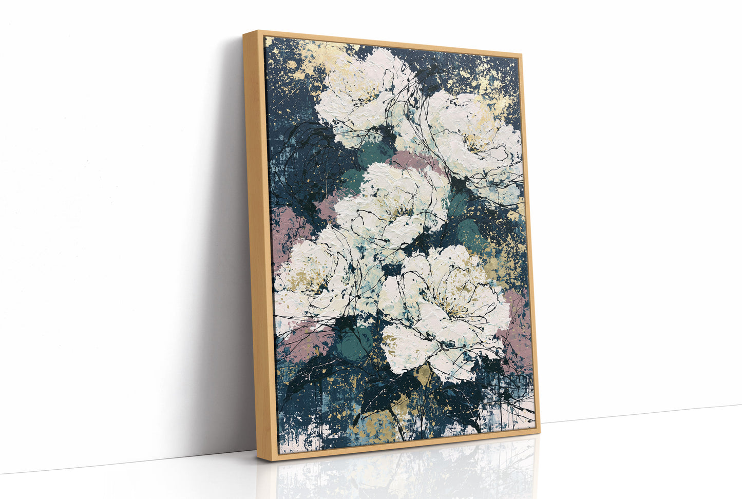 Midnight Blooms in Gold Leaf