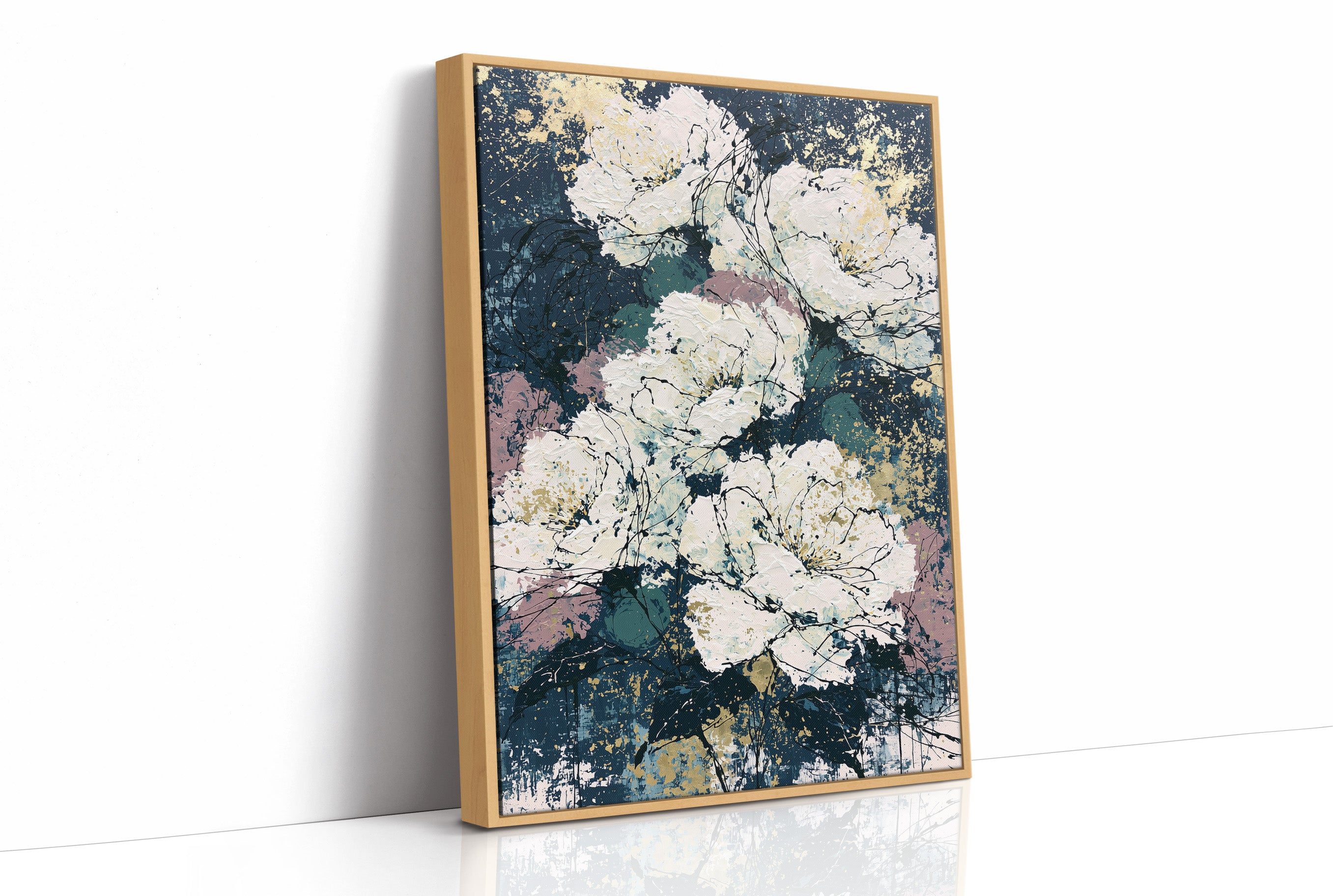 Midnight Blooms in Gold Leaf