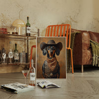 Cowboy Dachshund in Leather and Lace