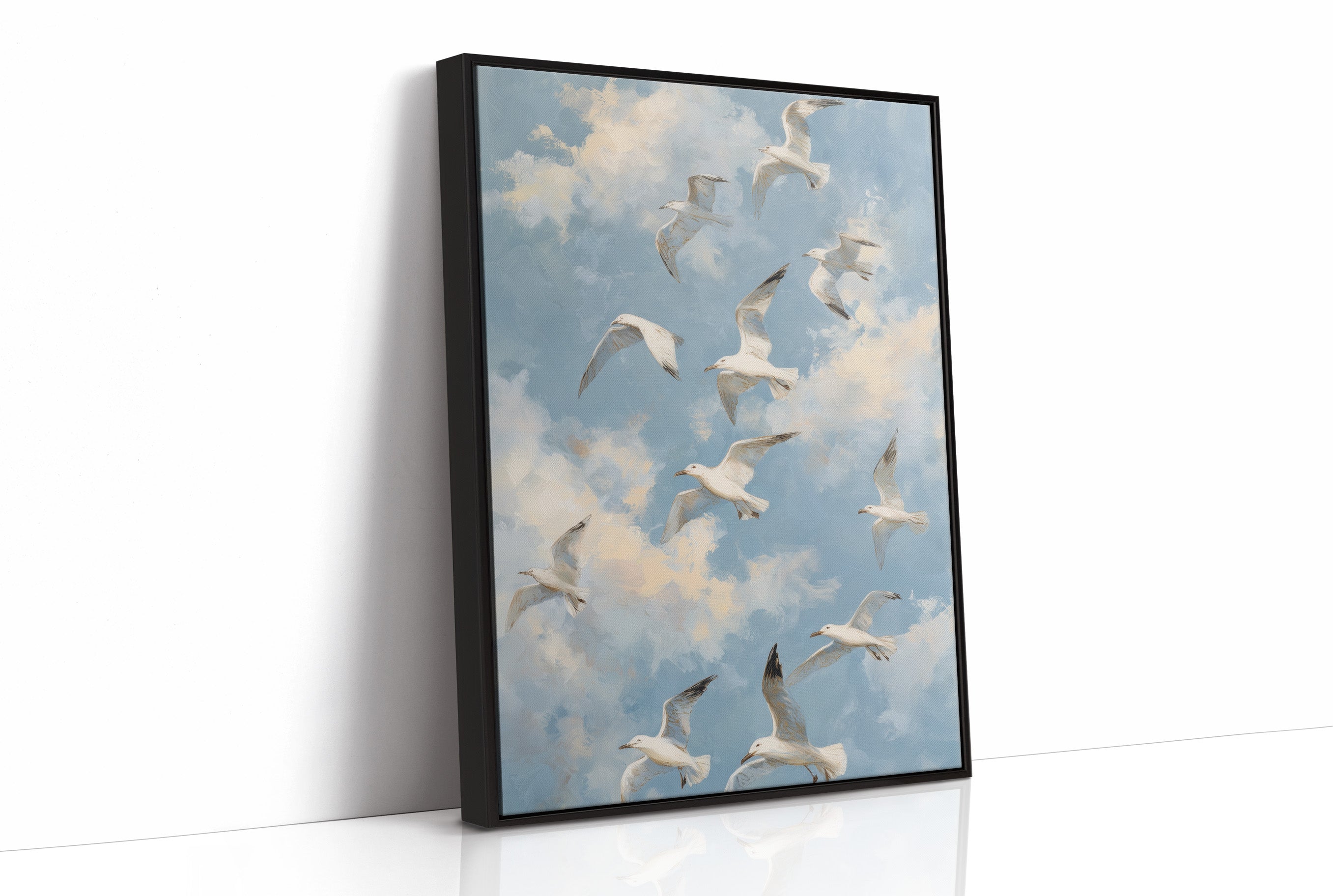 Seagulls Traverse Azure Freedom