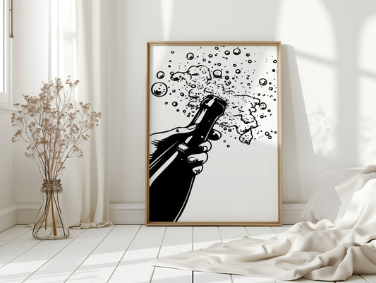 Bubbles Dance Their Midnight Toast