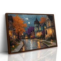 Autumn Glow on Cobblestone Lane