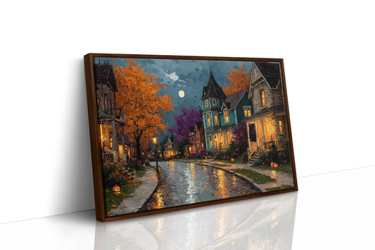 Autumn Glow on Cobblestone Lane