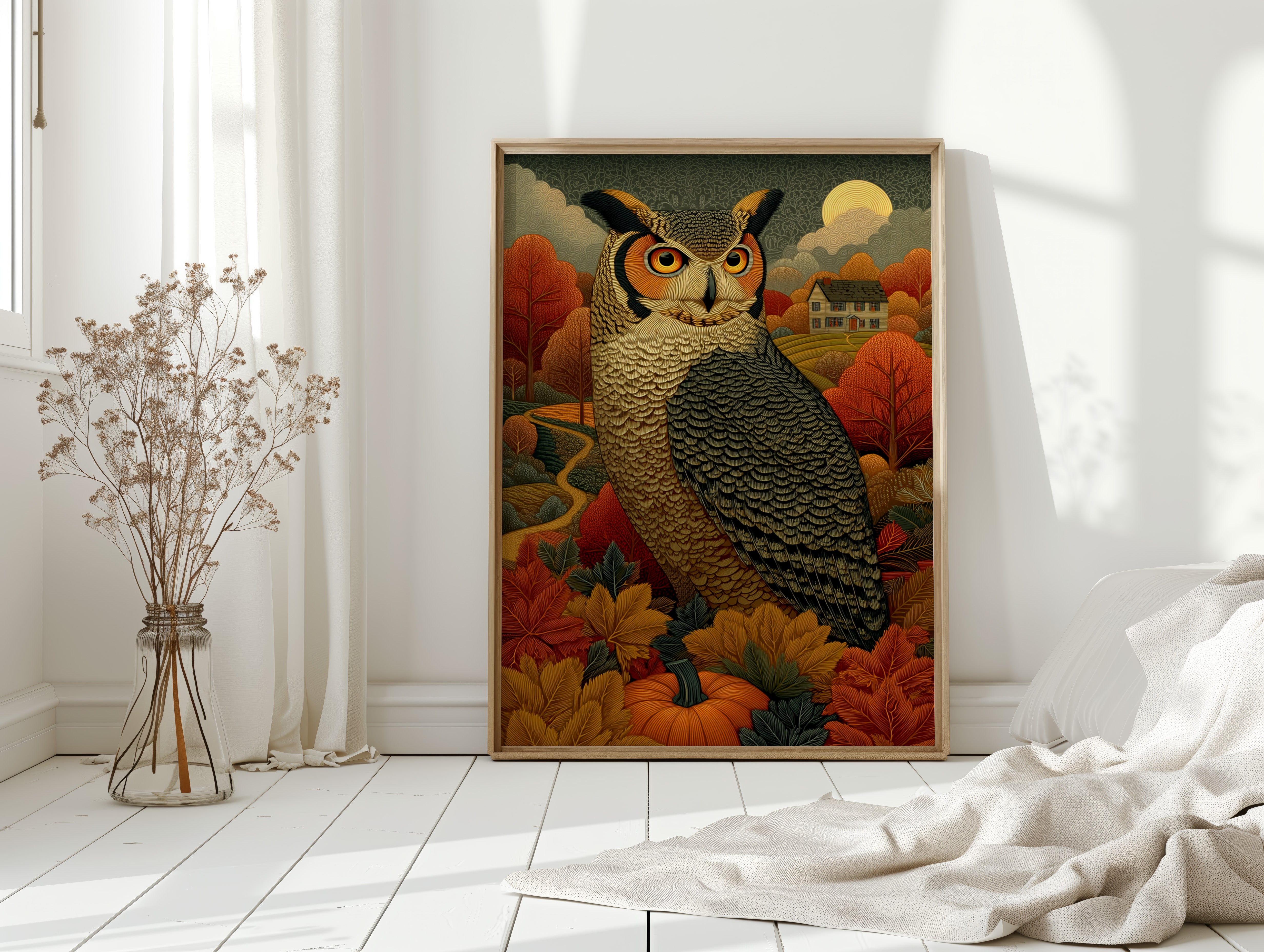 Autumn Moon Watches The Farmhouse