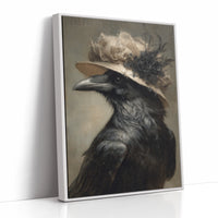 Regal Raven in a Floral Hat
