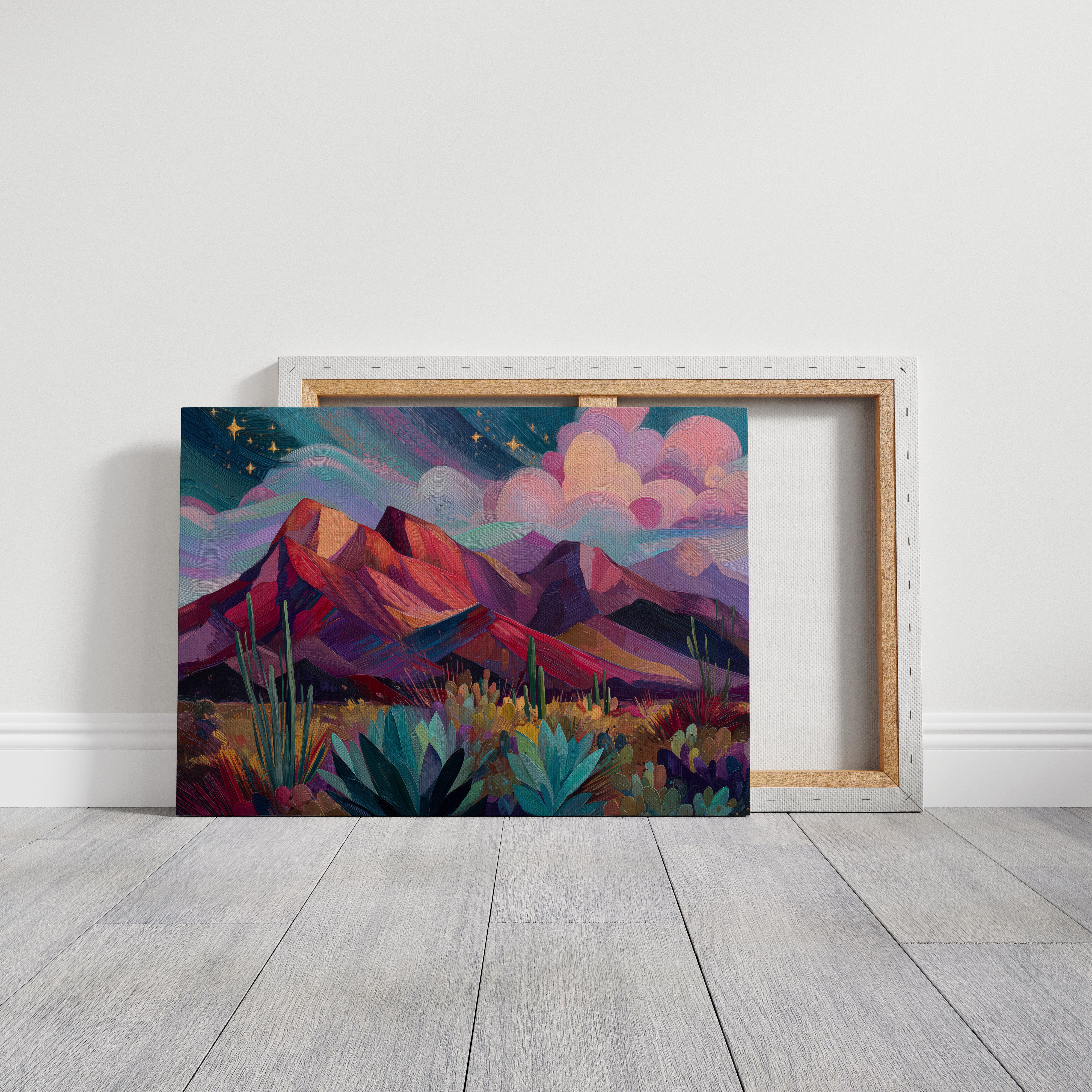 Twilight Blooms Among Desert Peaks