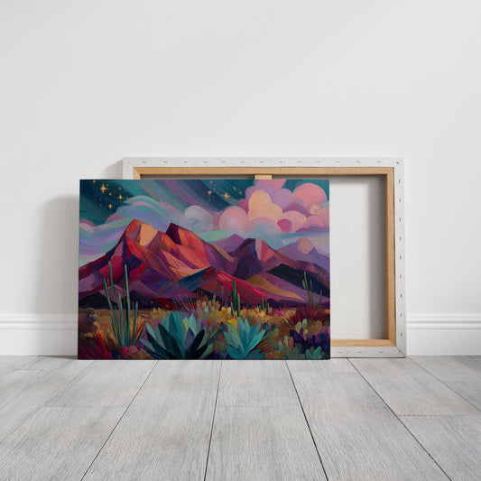 Twilight Blooms Among Desert Peaks