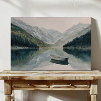 Lone Boat Mirrors Mountain Peace