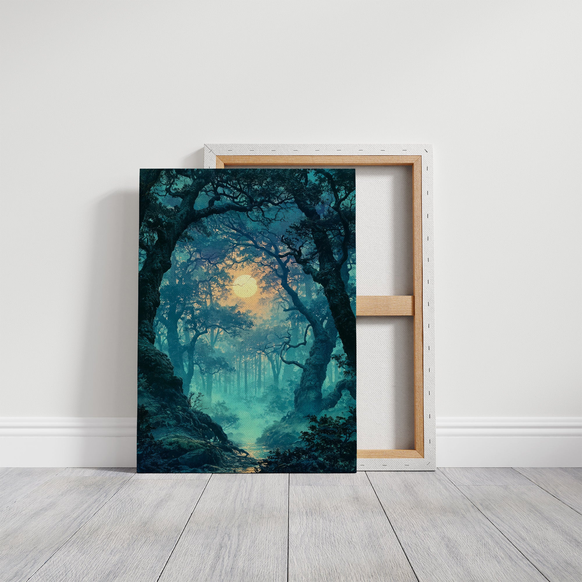 The Glowing Path: Moonlit Forest Stream